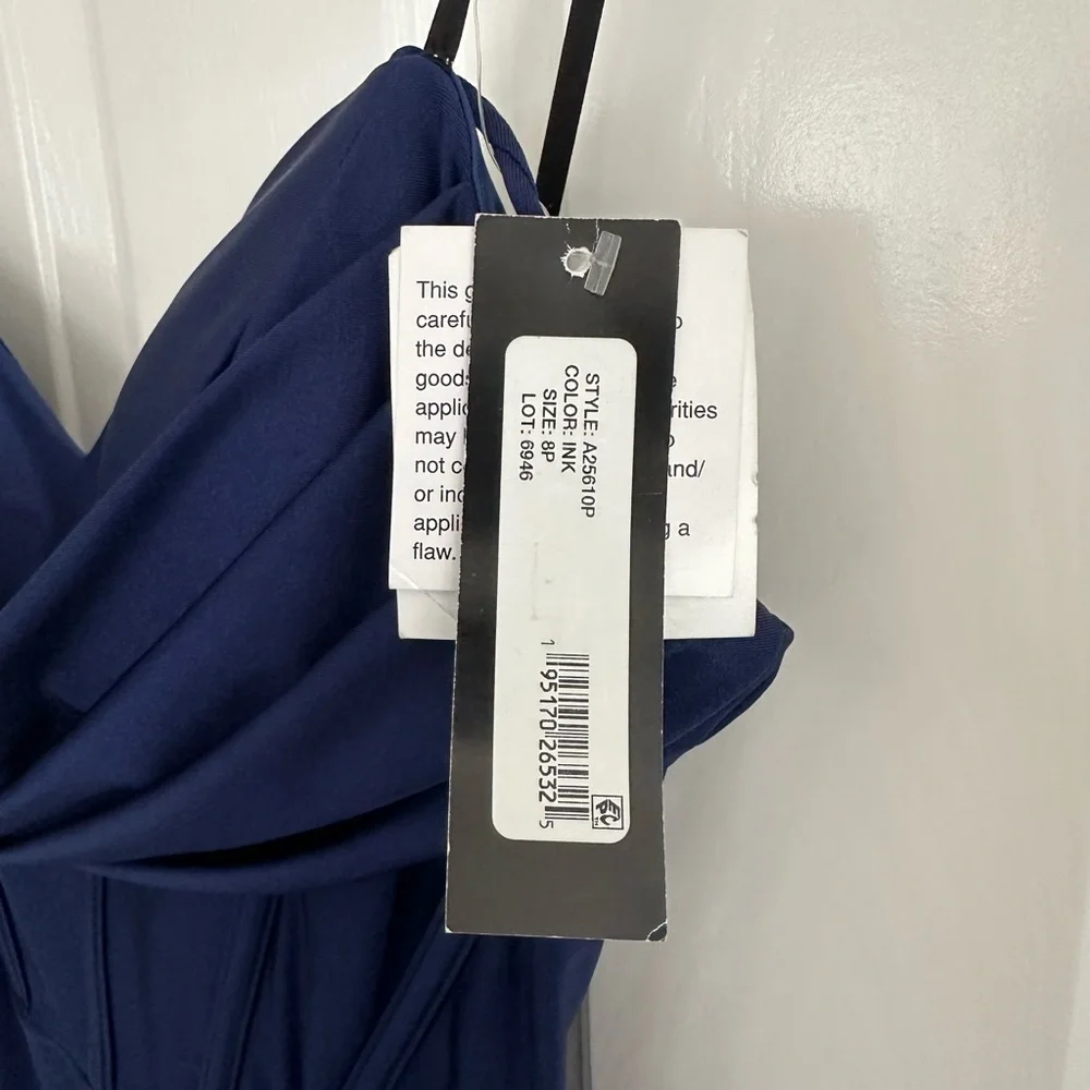 Betsy and Adam stretch satin cowl corset sheath dress 8P in ink color, NWT - Picture 6 of 7